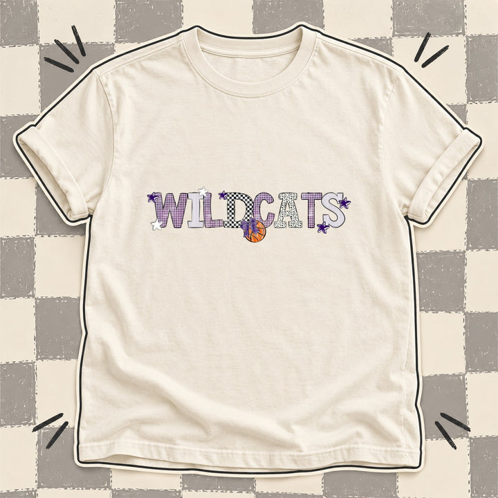 Wildcats Purple White Mixed Doodle Basketball Mascots – Mascot Colors DTF transfer mockup