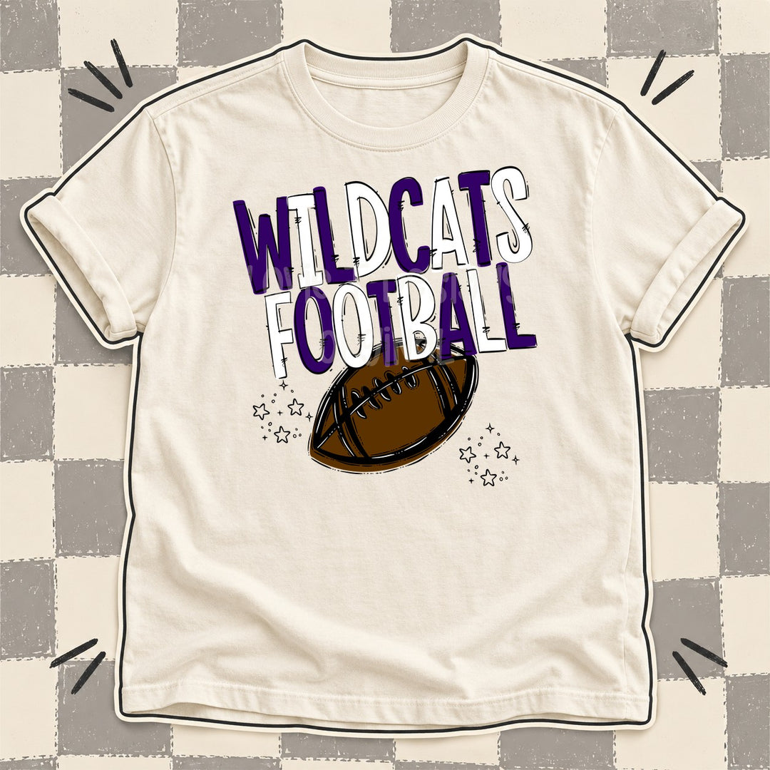 Wildcats Purple White Team Go Football Mascots DTF transfer mockup