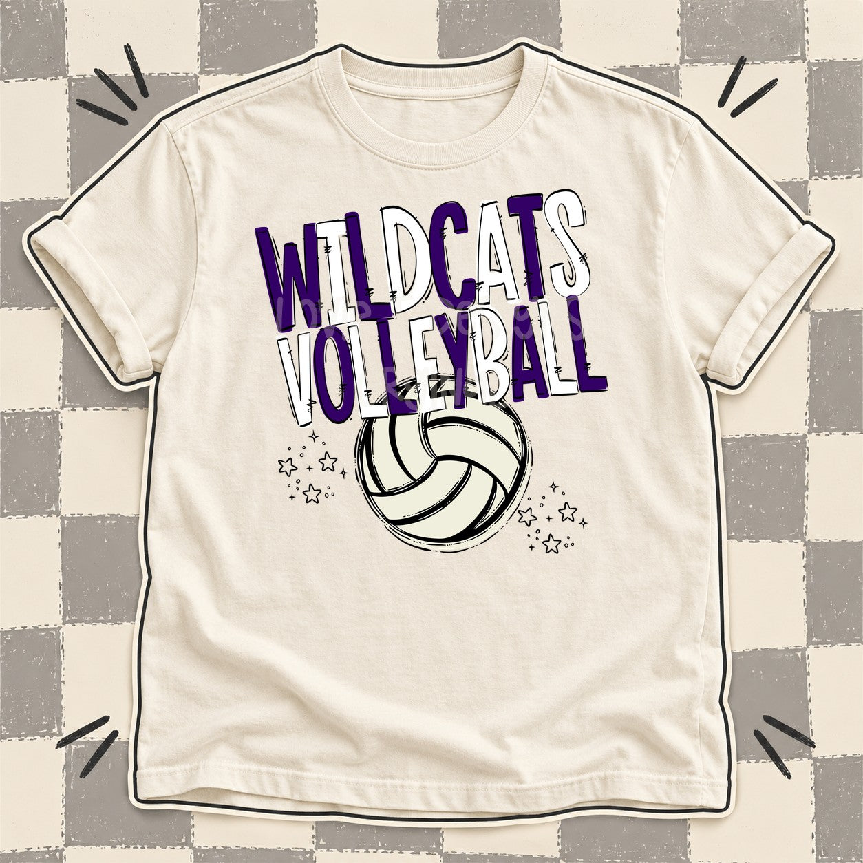 Team Go Volleyball Mascots Wildcats Purple White design