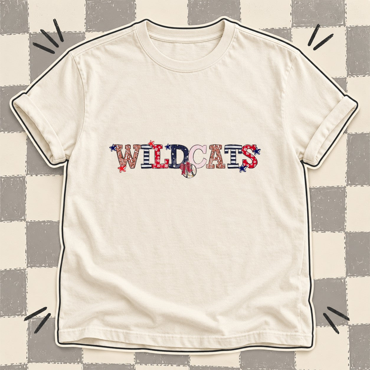 Mixed Doodle Baseball Mascots – Ballpark Classic Wildcats design