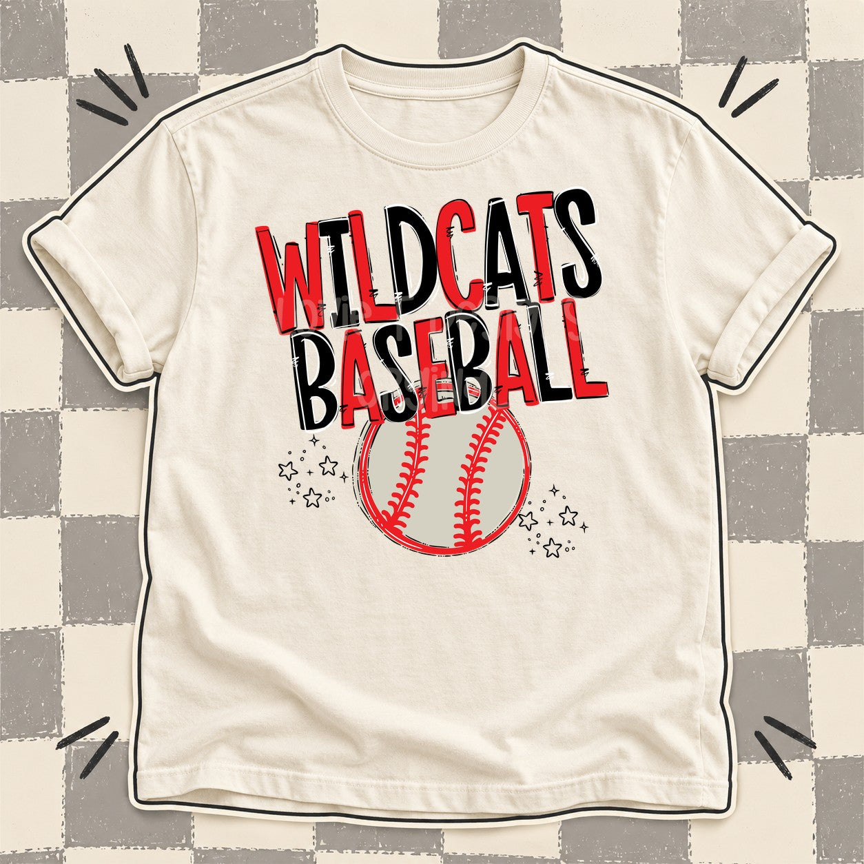Team Go Baseball Mascots Wildcats Red Black design