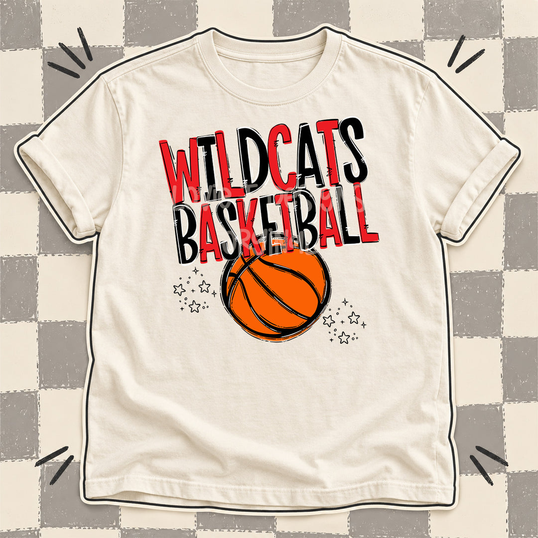 Wildcats Red Black Team Go Basketball Mascots DTF transfer