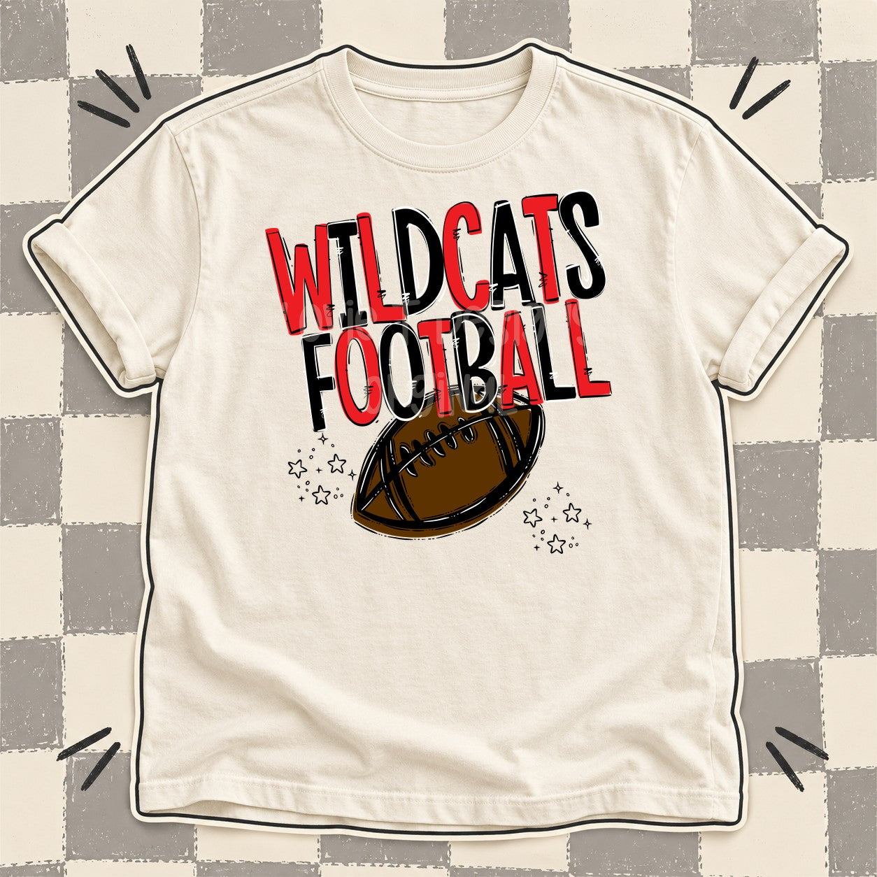 Team Go Football Mascots Wildcats Red Black design