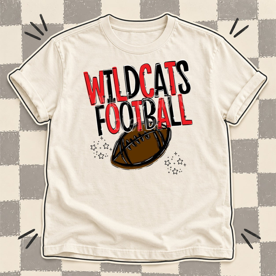 Wildcats Red Black Team Go Football Mascots DTF transfer mockup