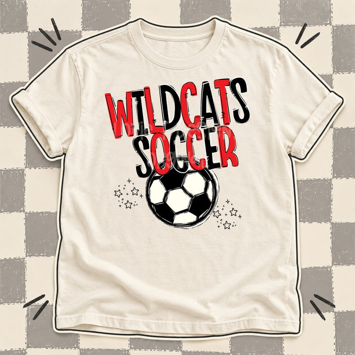 Wildcats Red Black Team Go Soccer Mascots DTF transfer mockup