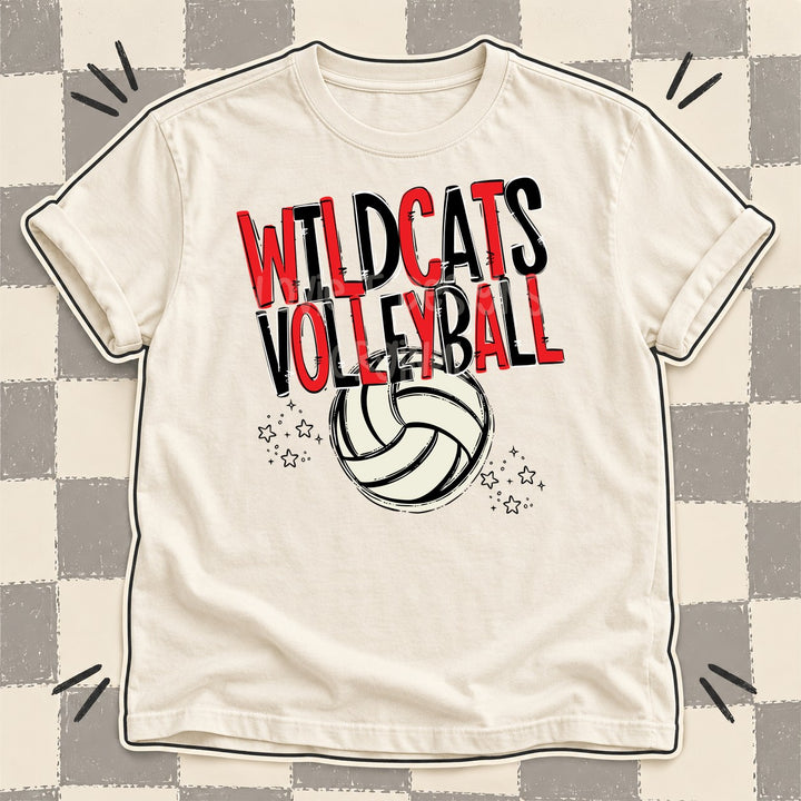 Wildcats Red Black Team Go Volleyball Mascots DTF transfer mockup
