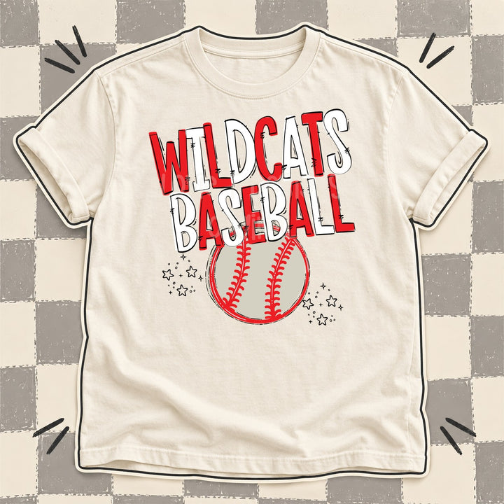 Wildcats Red White Team Go Baseball Mascots DTF transfer mockup