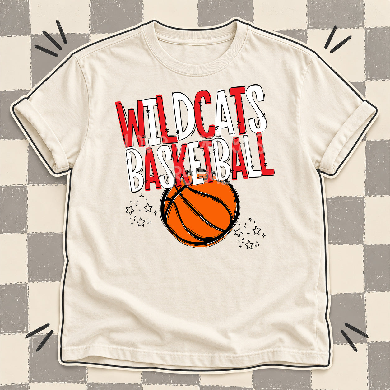 Team Go Basketball Mascots Wildcats Red White design