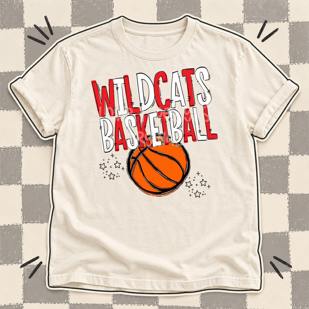 Wildcats Red White Team Go Basketball Mascots DTF transfer