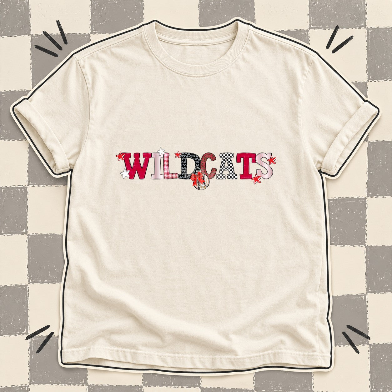 Mixed Doodle Baseball Mascots – Mascot Colors Wildcats Red White Black design