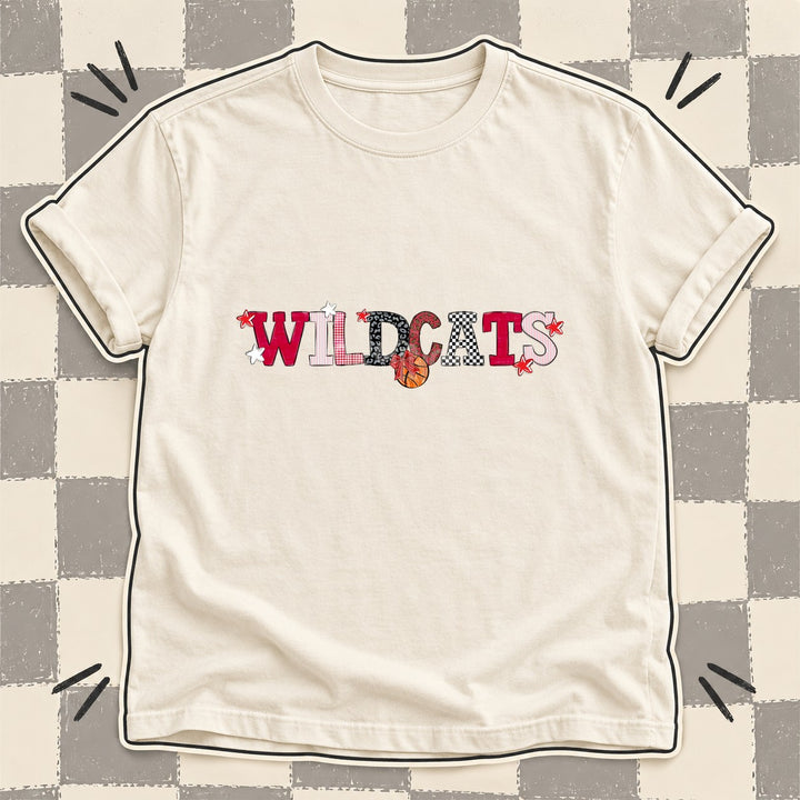Wildcats Red White Black Mixed Doodle Basketball Mascots – Mascot Colors DTF transfer mockup