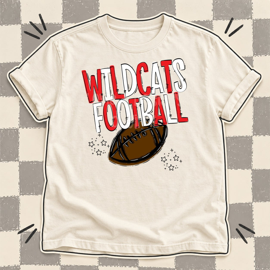 Wildcats Red White Team Go Football Mascots DTF transfer mockup