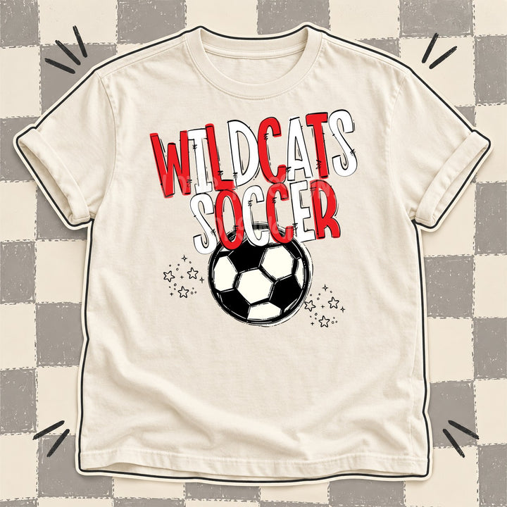Wildcats Red White Team Go Soccer Mascots DTF transfer mockup