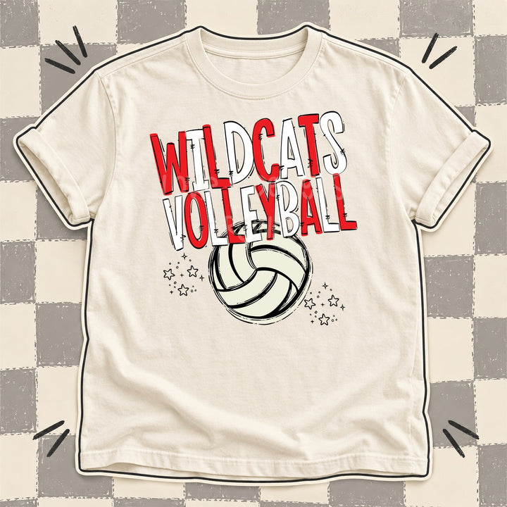 Wildcats Red White Team Go Volleyball Mascots DTF transfer mockup