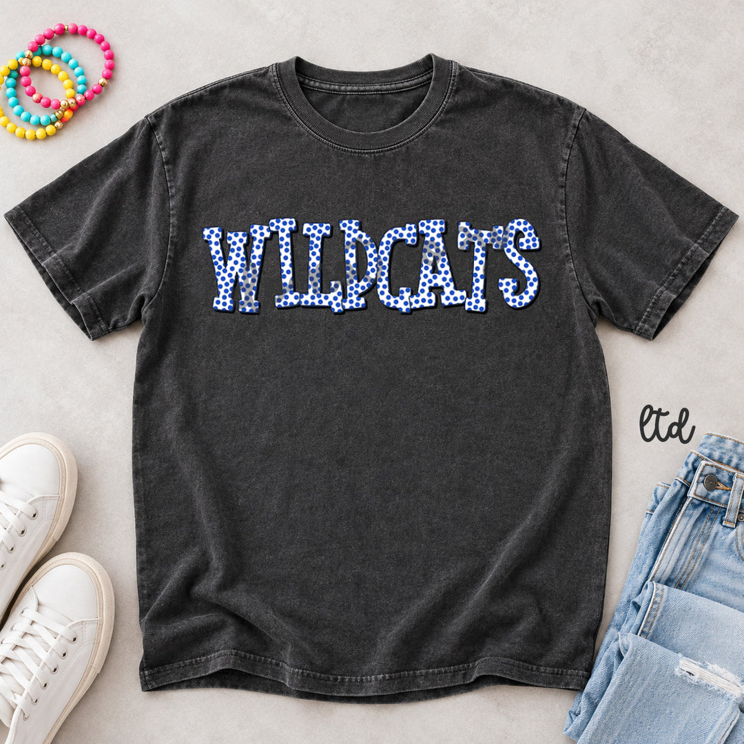 Wildcats Royal Blue Polka Dot Mascots DTF transfer mockup