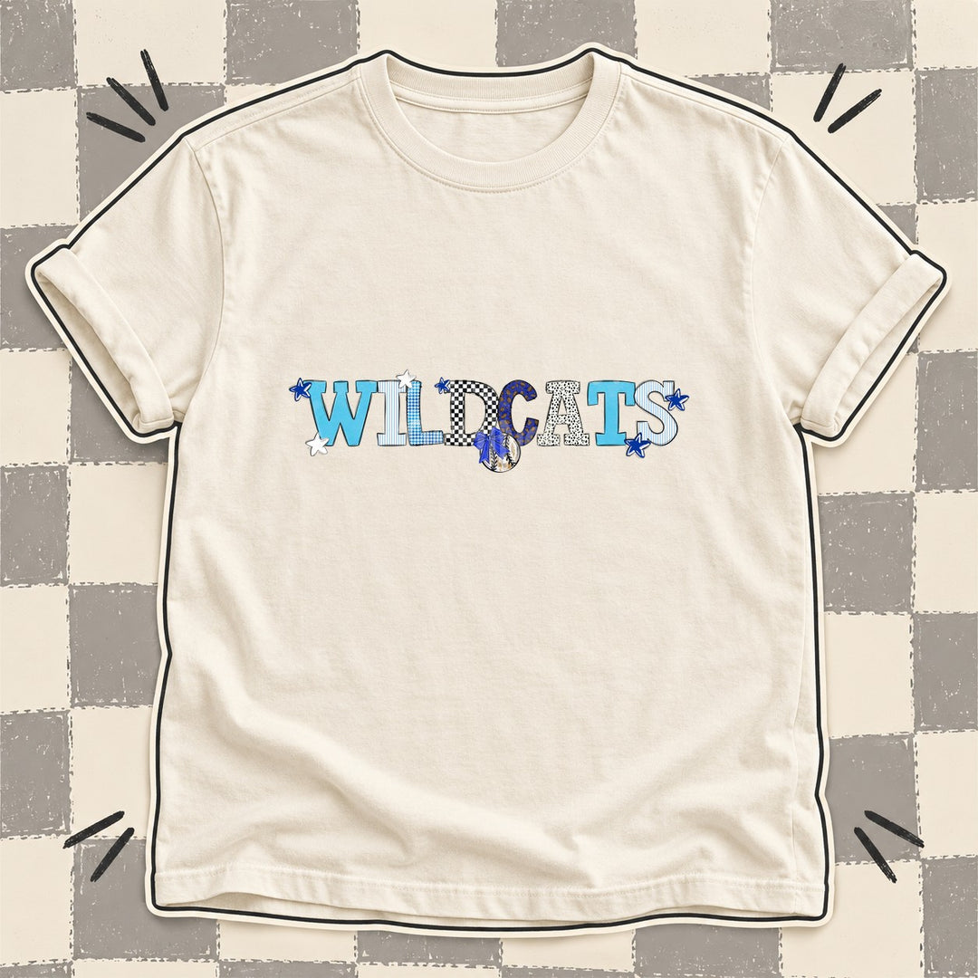 Wildcats Royal Blue White Mixed Doodle Baseball Mascots – Mascot Colors DTF transfer mockup