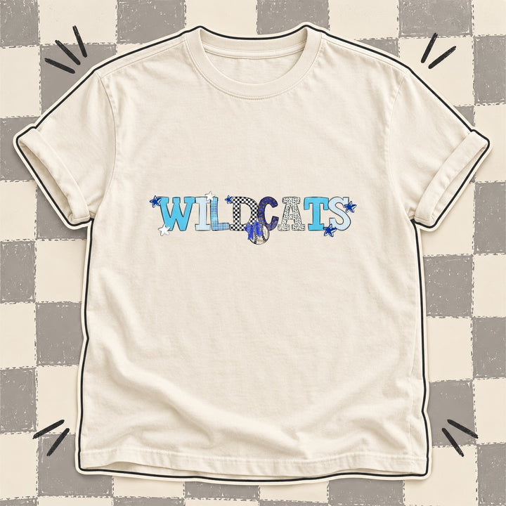 Wildcats Royal Blue White Mixed Doodle Baseball Mascots – Mascot Colors DTF transfer mockup