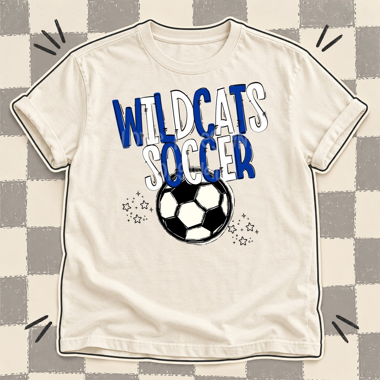 Team Go Soccer Mascots Wildcats Royal Blue White design