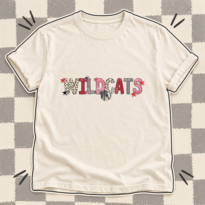 Wildcats Mixed Doodle Baseball Mascots – Stitched Ballpark DTF transfer mockup