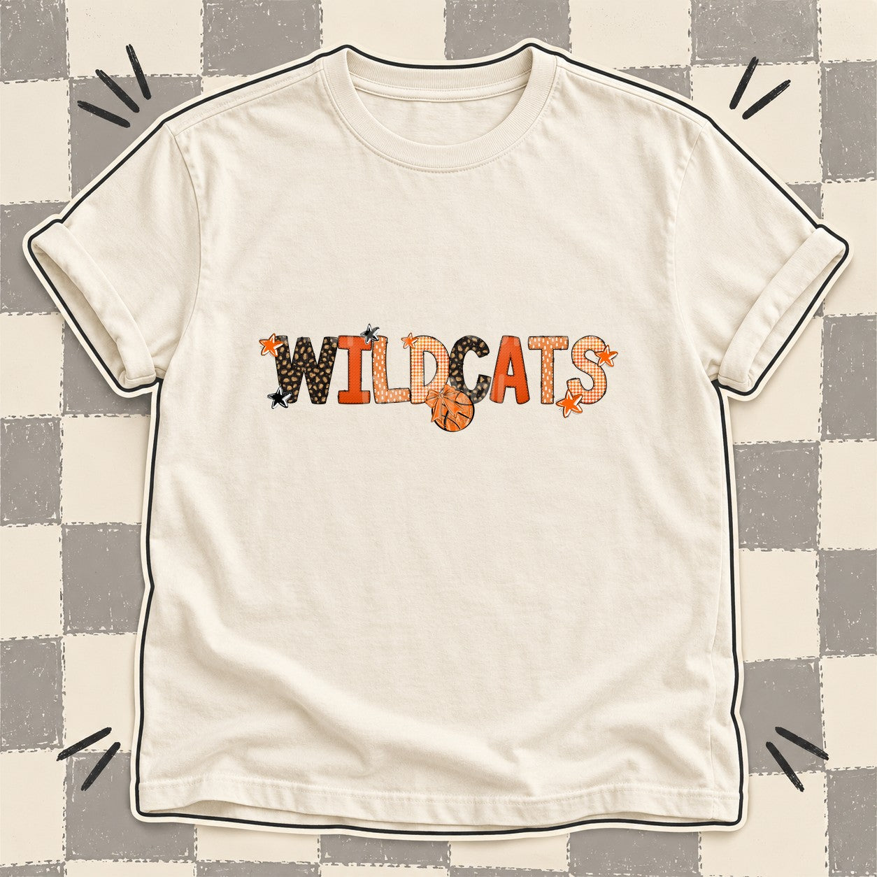 Mixed Doodle Basketball Mascots – Leopard Court Wildcats design
