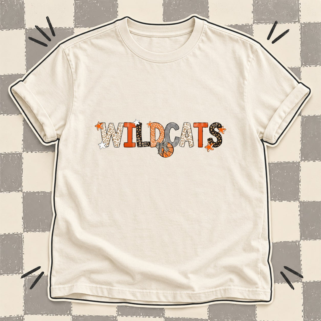 Wildcats Mixed Doodle Basketball Mascots – Orange and Brown DTF transfer mockup