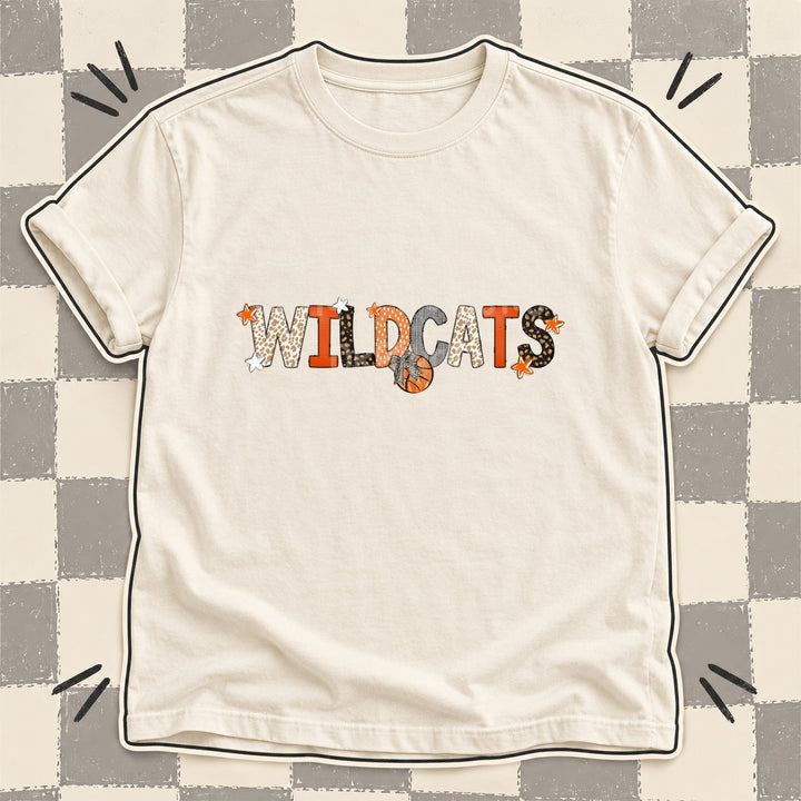 Wildcats Mixed Doodle Basketball Mascots – Orange and Brown DTF transfer mockup
