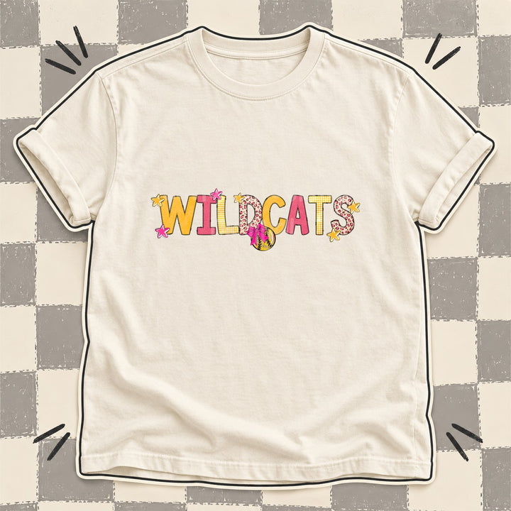 Wildcats Mixed Doodle Softball Mascots – Stitched Softball DTF transfer mockup