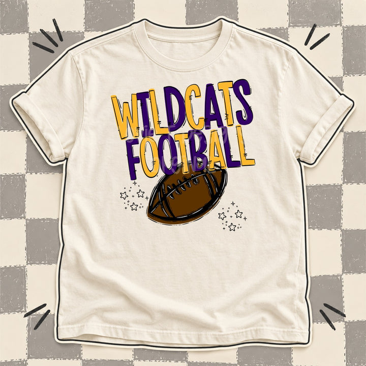Wildcats Yellow Gold Purple Team Go Football Mascots DTF transfer mockup