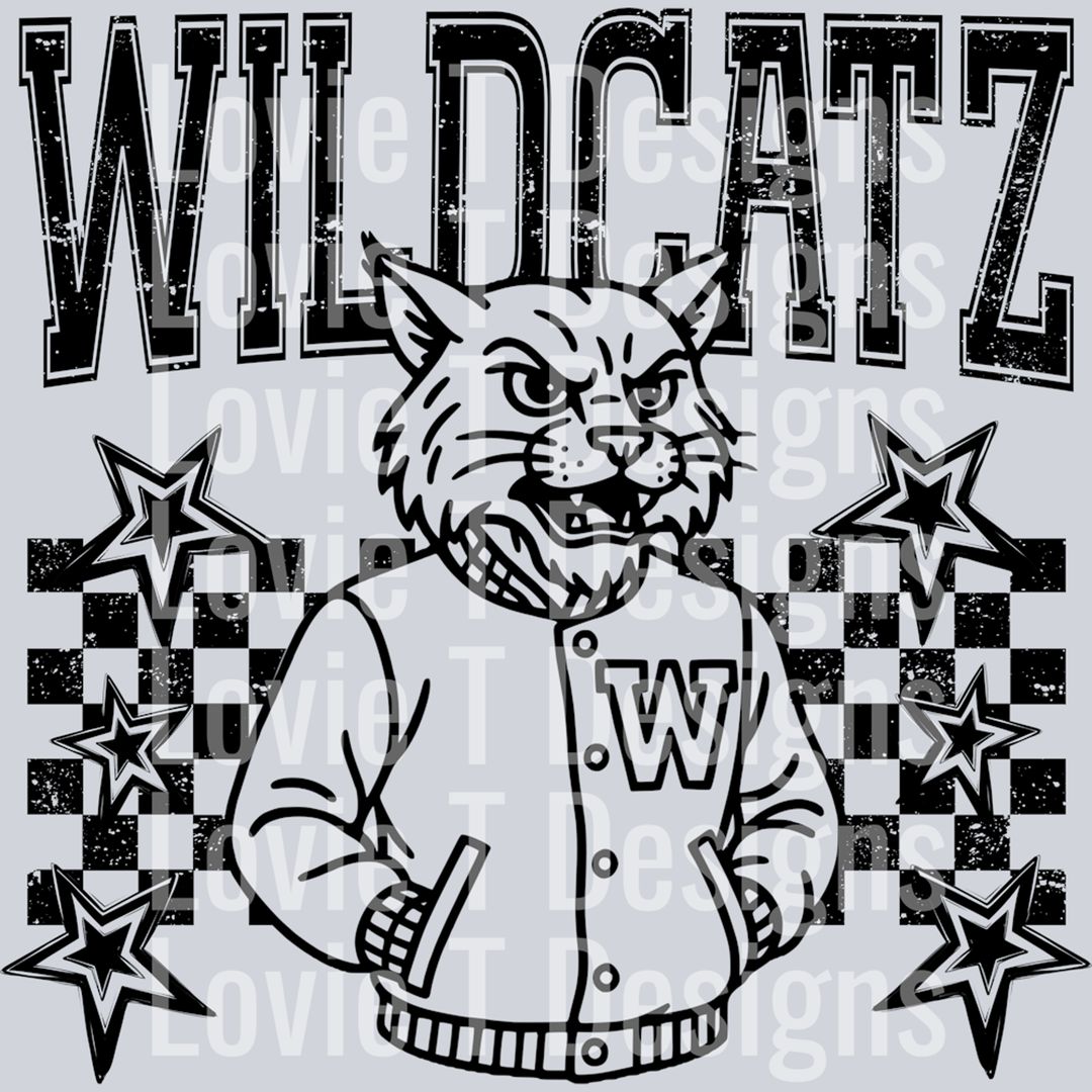 Wildcatz Checkered and Stars – DTF Transfer