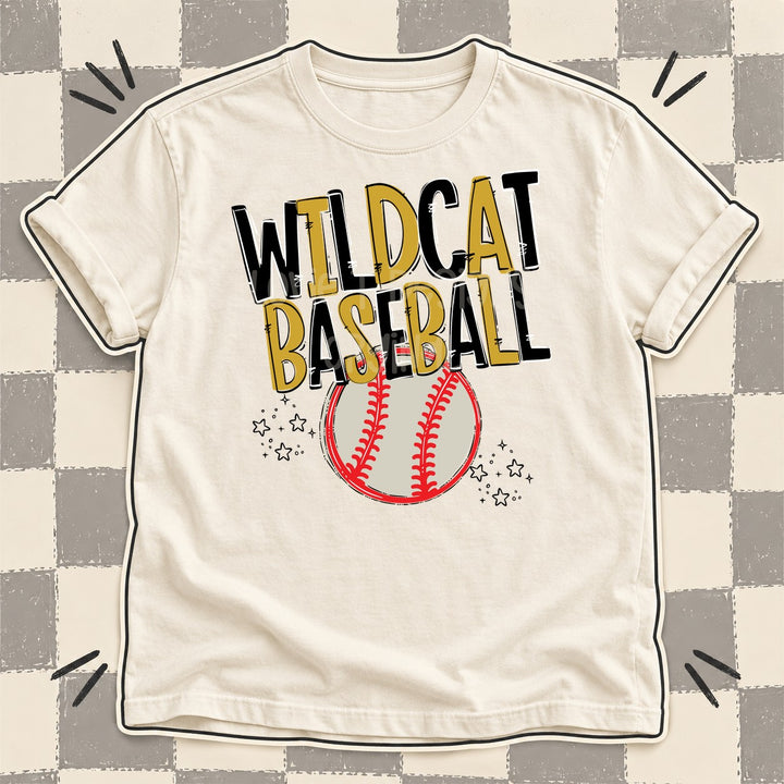 Wildcat Black Vegas Gold Team Go Baseball Mascots DTF transfer mockup