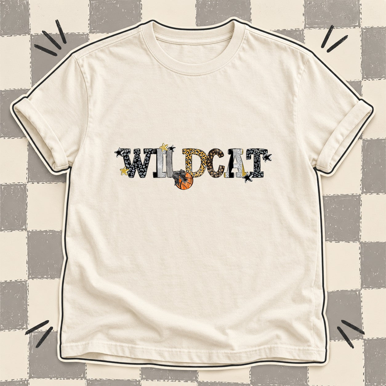Mixed Doodle Basketball Mascots – Mascot Colors Wildcat Black Vegas Gold design