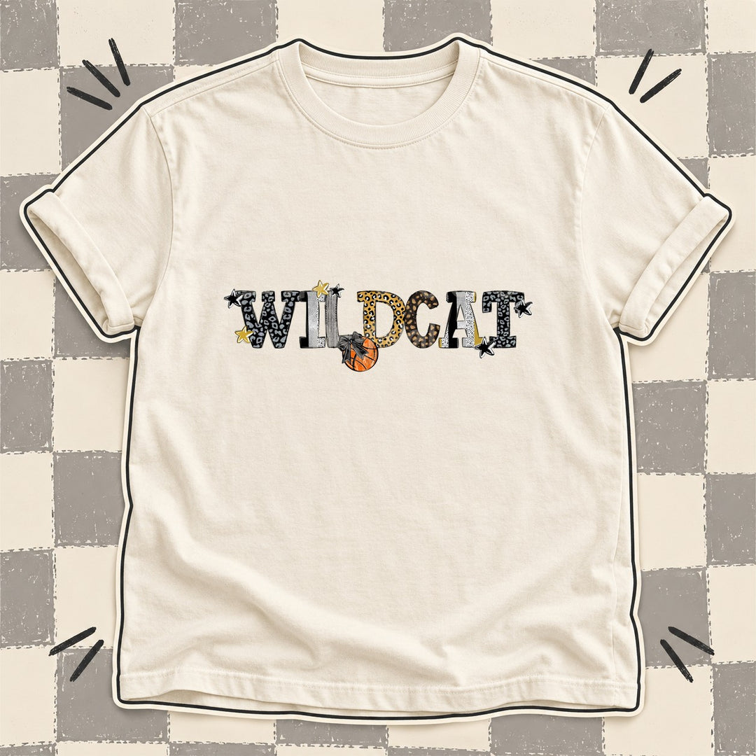 Wildcat Black Vegas Gold Mixed Doodle Basketball Mascots – Mascot Colors DTF transfer mockup