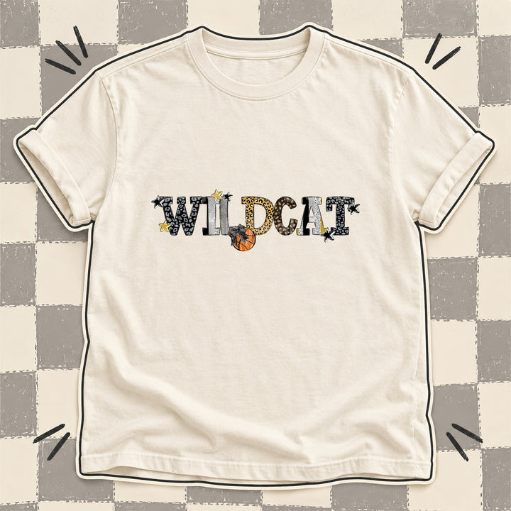 Wildcat Black Vegas Gold Mixed Doodle Basketball Mascots – Mascot Colors DTF transfer mockup