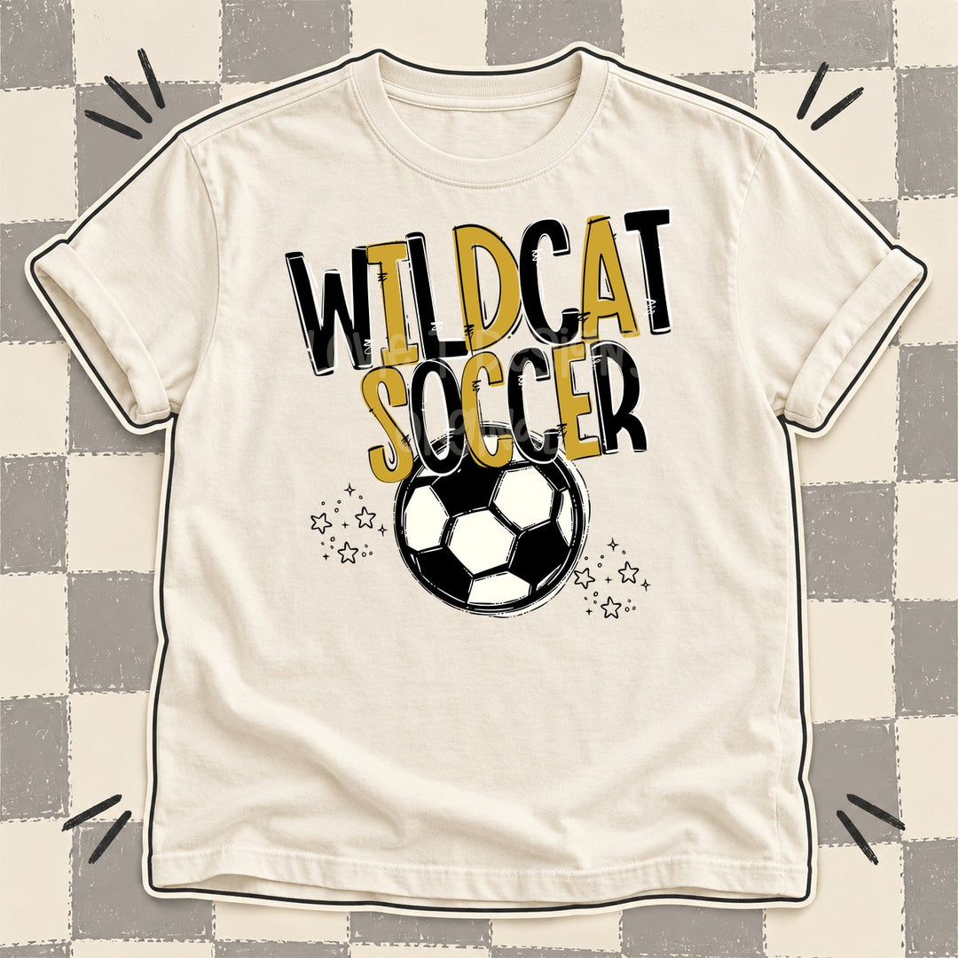 Wildcat Black Vegas Gold Team Go Soccer Mascots DTF transfer mockup