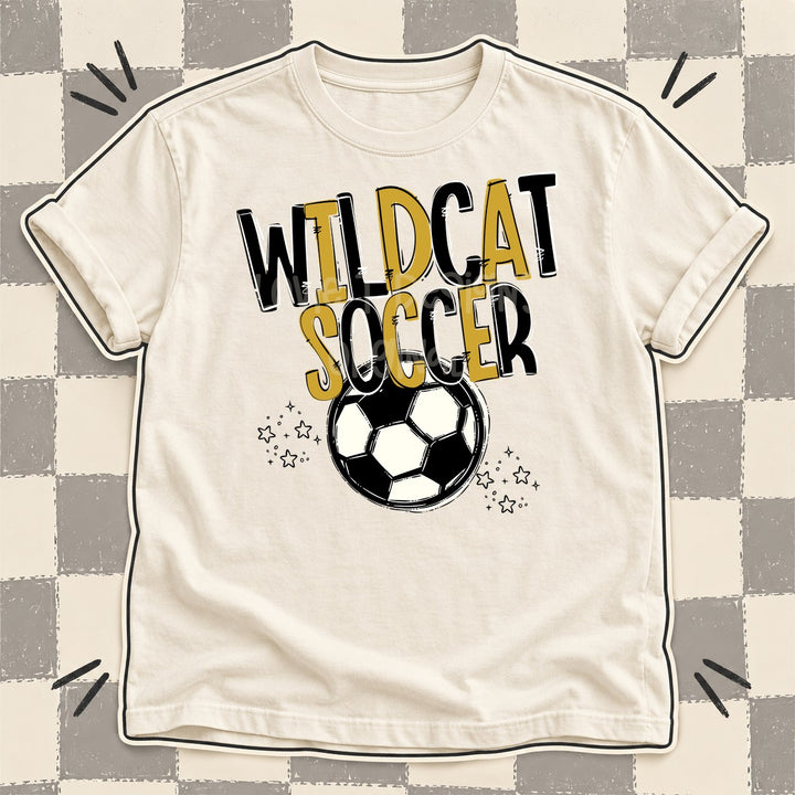 Wildcat Black Vegas Gold Team Go Soccer Mascots DTF transfer mockup