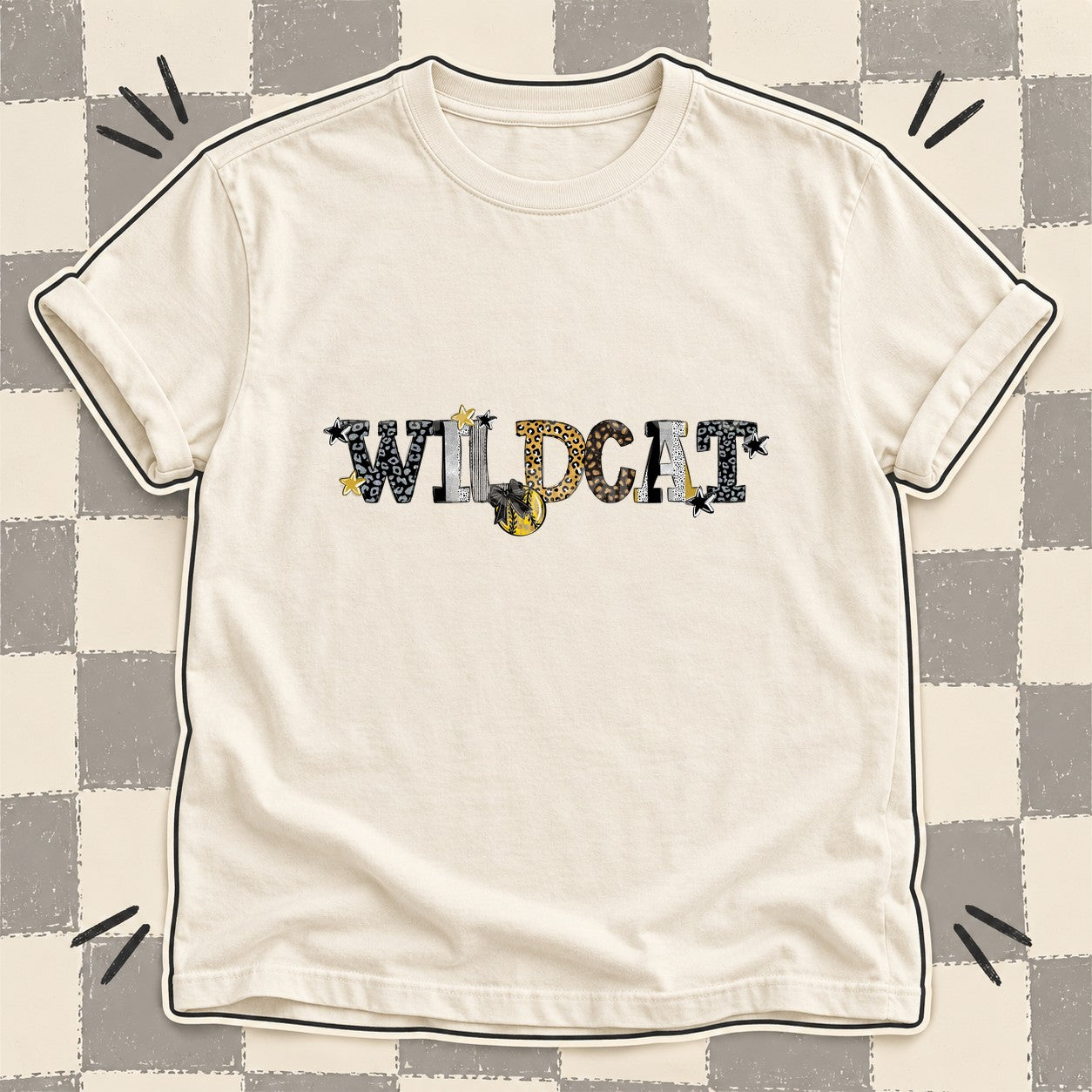 Mixed Doodle Softball Mascots – Mascot Colors Wildcat Black Vegas Gold design