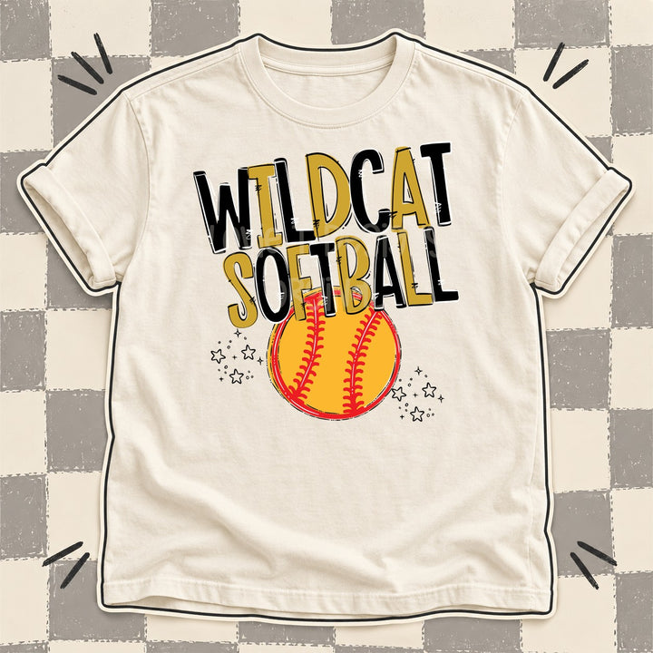 Wildcat Black Vegas Gold Team Go Softball Mascots DTF transfer mockup
