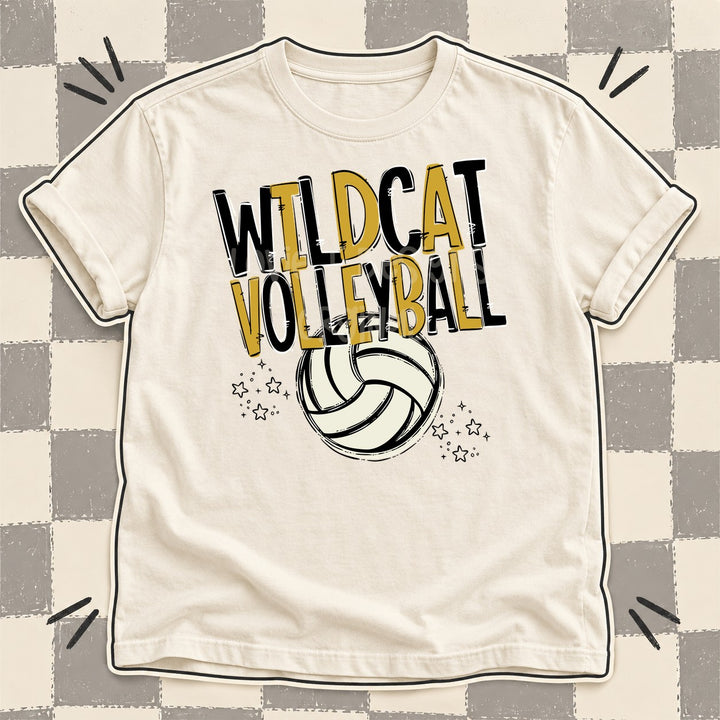 Wildcat Black Vegas Gold Team Go Volleyball Mascots DTF transfer mockup