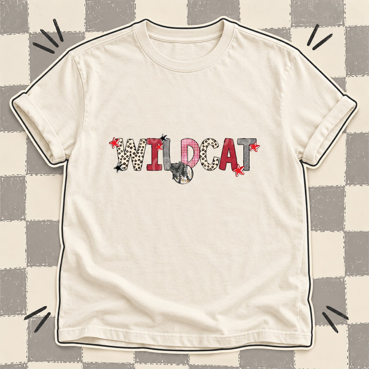 Mixed Doodle Baseball Mascots – Stitched Ballpark Wildcat design