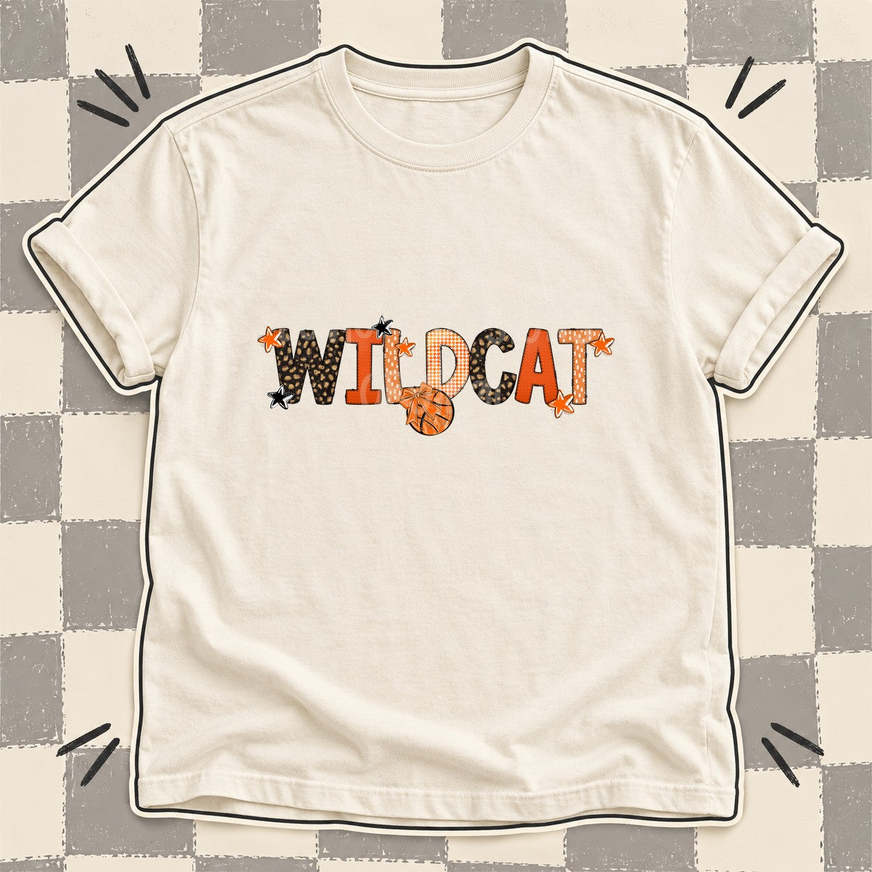 Mixed Doodle Basketball Mascots – Leopard Court Wildcat design