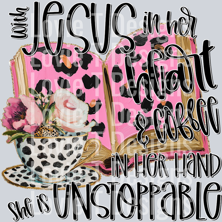 With Jesus in Her Heart – DTF Transfer