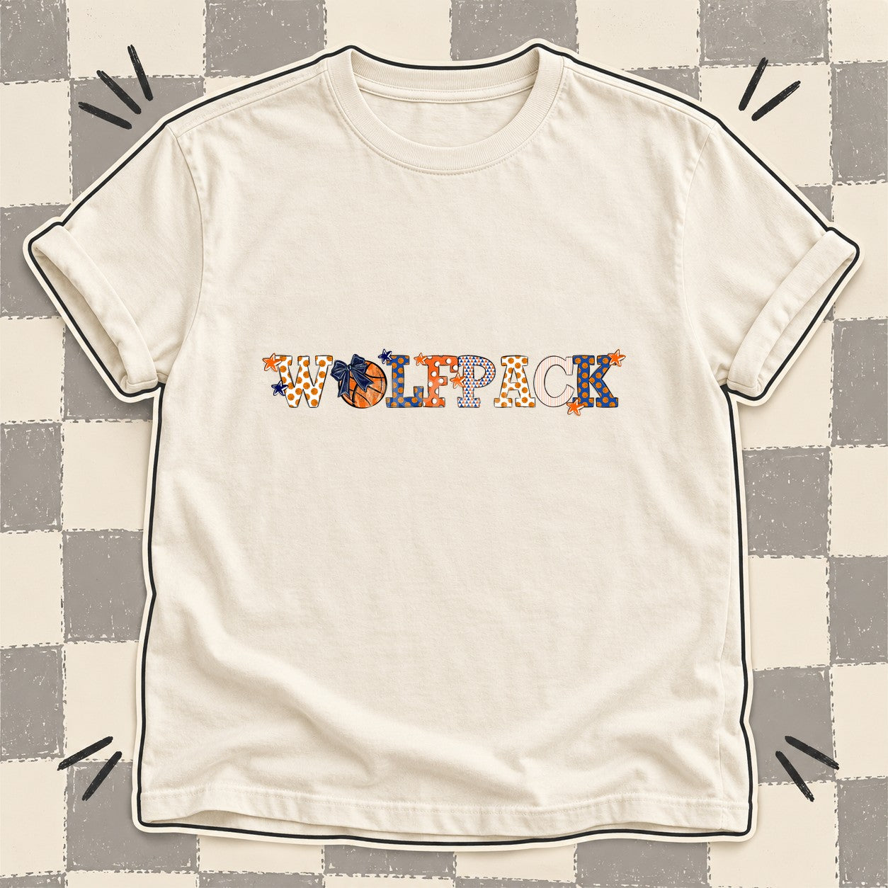 Mixed Doodle Basketball Mascots – Court Classic Wolfpack design