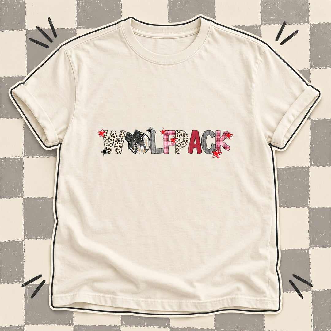 Wolfpack Mixed Doodle Baseball Mascots – Stitched Ballpark DTF transfer mockup