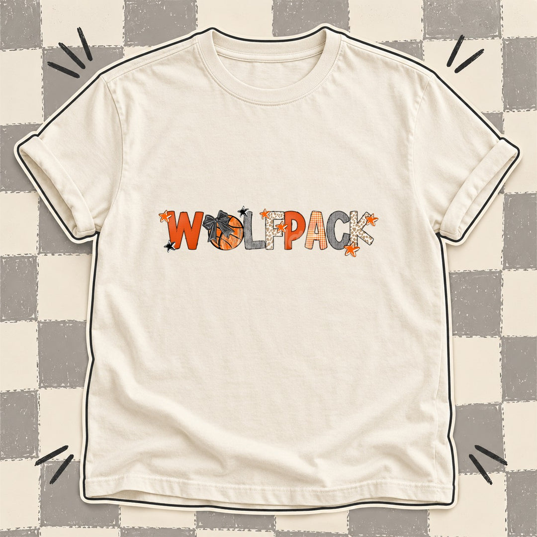Wolfpack Mixed Doodle Basketball Mascots – Hoops Houndstooth DTF transfer mockup