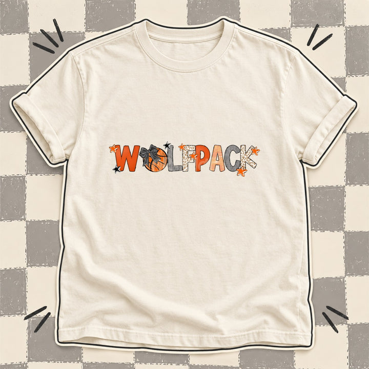 Wolfpack Mixed Doodle Basketball Mascots – Hoops Houndstooth DTF transfer mockup