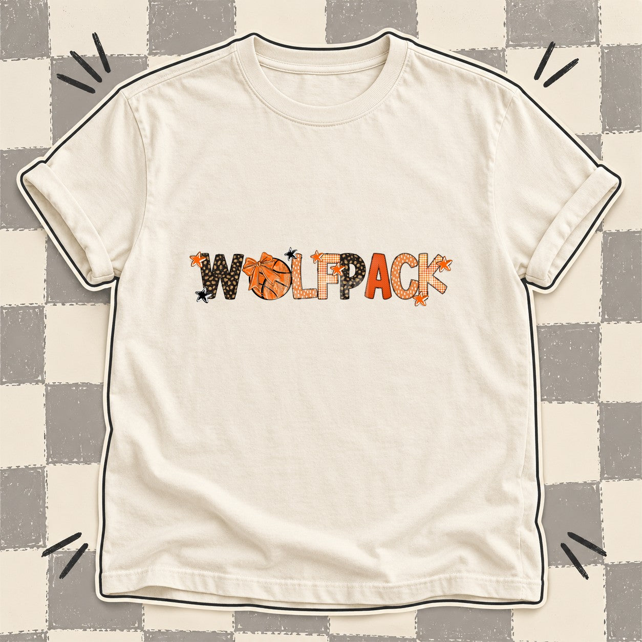 Mixed Doodle Basketball Mascots – Leopard Court Wolfpack design