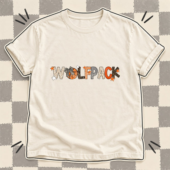 Wolfpack Mixed Doodle Basketball Mascots – Orange and Brown DTF transfer mockup