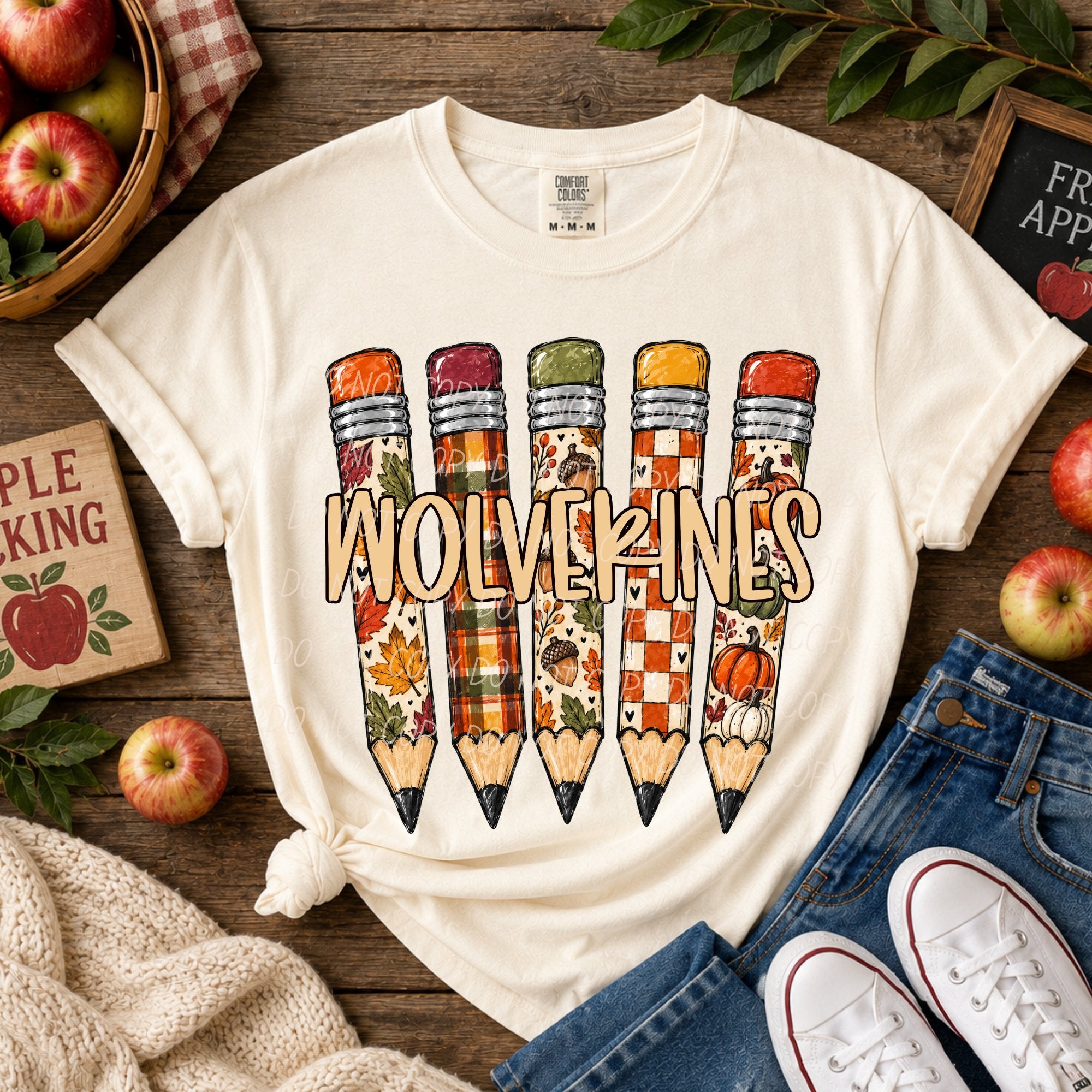 Fall Pencil Mascots WOLVERINES design
