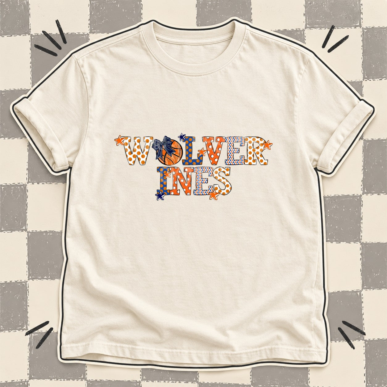 Mixed Doodle Basketball Mascots – Court Classic Wolverines design