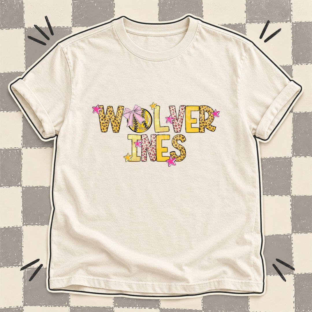 Wolverines Mixed Doodle Softball Mascots – Sunshine Leopard DTF transfer mockup